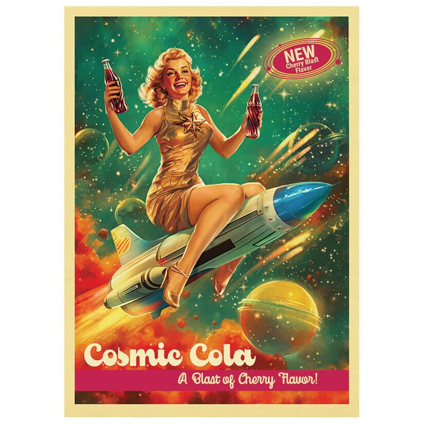 Fantasy North - Cosmic Cola 3 - Cherry Flavor - 50s Retro Vintage - Rocket Girl - 100
