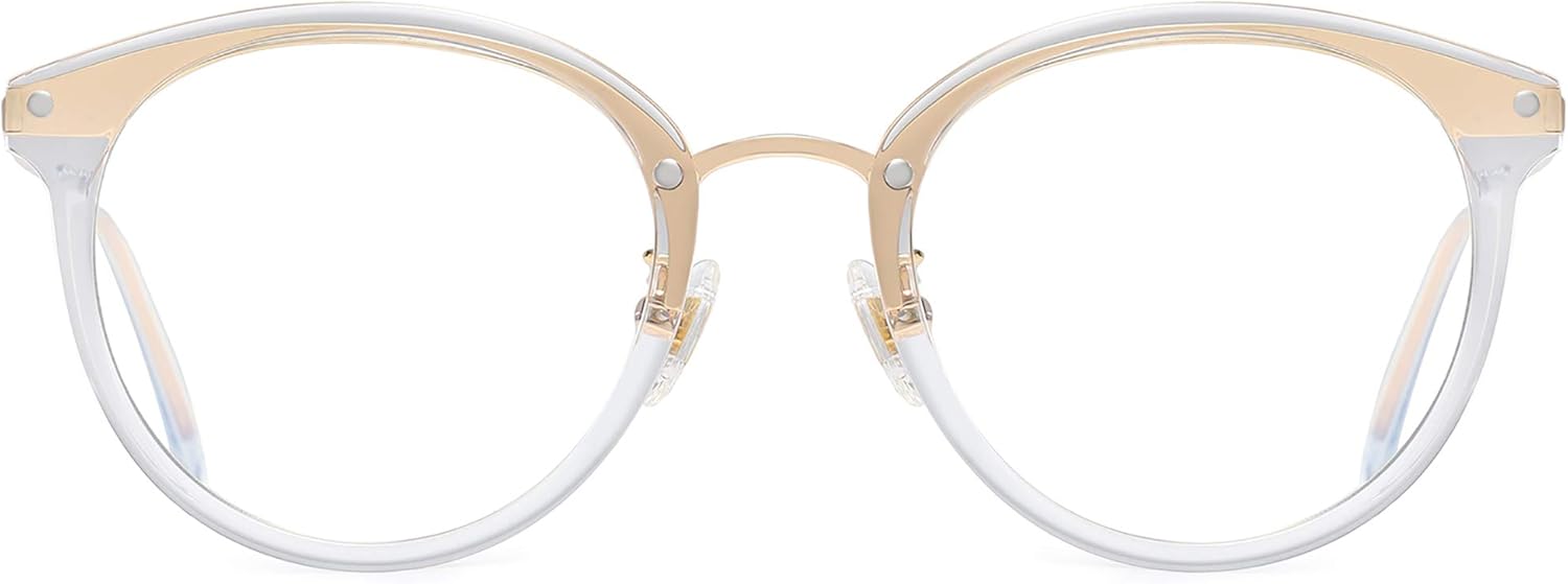 SOJOS Retro Round TR90 Blue Light Reading Glasses Womens Mens Readers Computer Glasses Eyewear Frame SJ9001