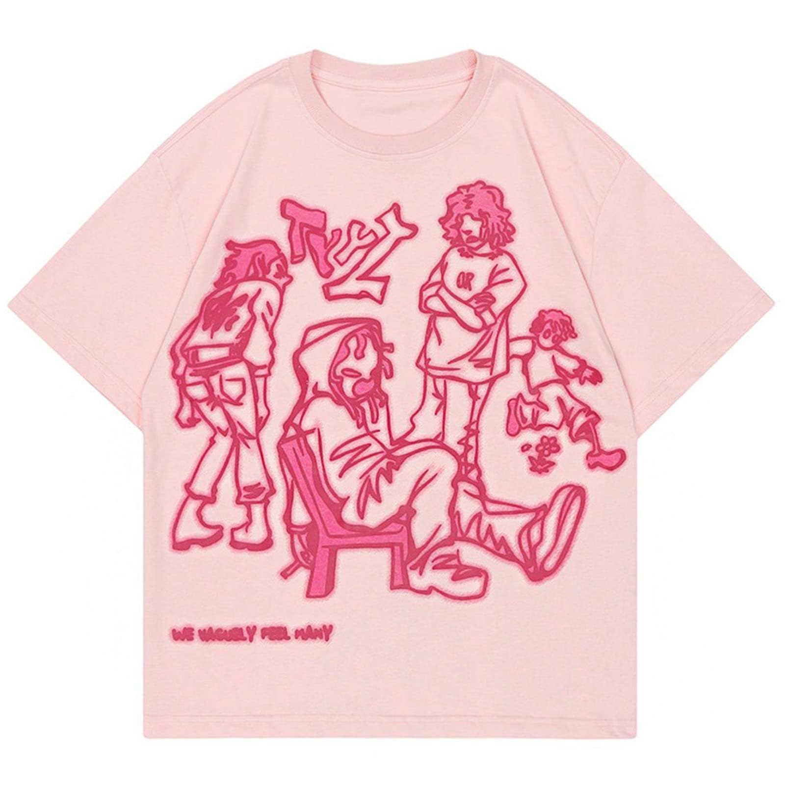 Y2K 90s Vintage Graphic Oversize Shirts Summer Unisex Hipster Printed Casual Tee Streetwear Harajuku Top Tshirt