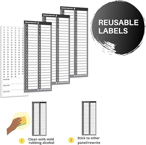 Miniatura 4 de Etiqueta de directorio de disyuntor de papel de vinilo no desgarrable de alta calidad con pegatinas de fusibles para panel de fusibles, letrero
