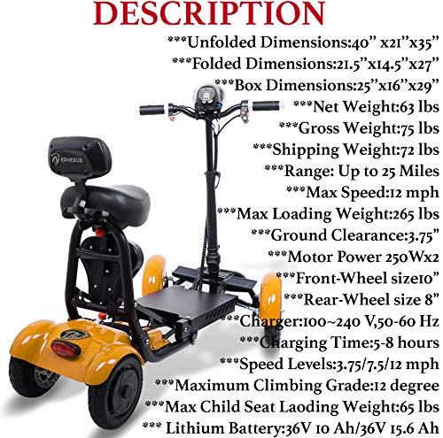 image for Consumable Depot Foldable Mobility Scooter for Adults and Seniors, Lig
