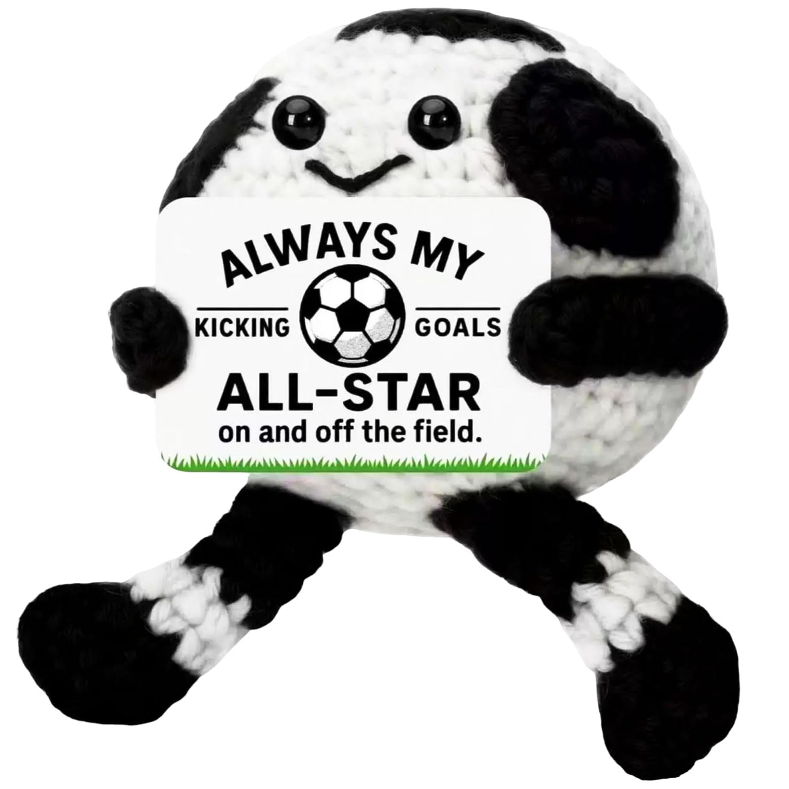 World Cup Football 2026 Positive Soccer Knitted Doll,Handmade Crochet Football Doll ,Dad Gifts Fathers Day from Daughter Son,Emotion Support Gift Soccer With Encourgement Card,Home Office Decor