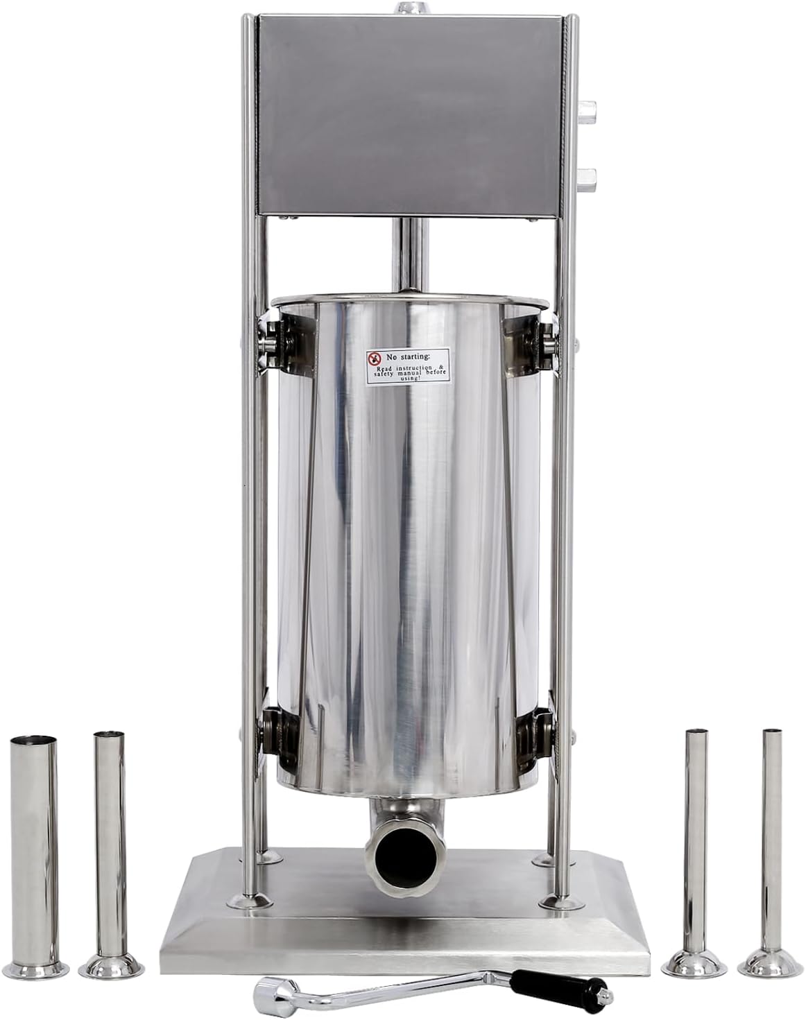 Stainless Steel Commercial Sausage Stuffer - 32LB/15L Capacity with 4 Stuffing Tubes