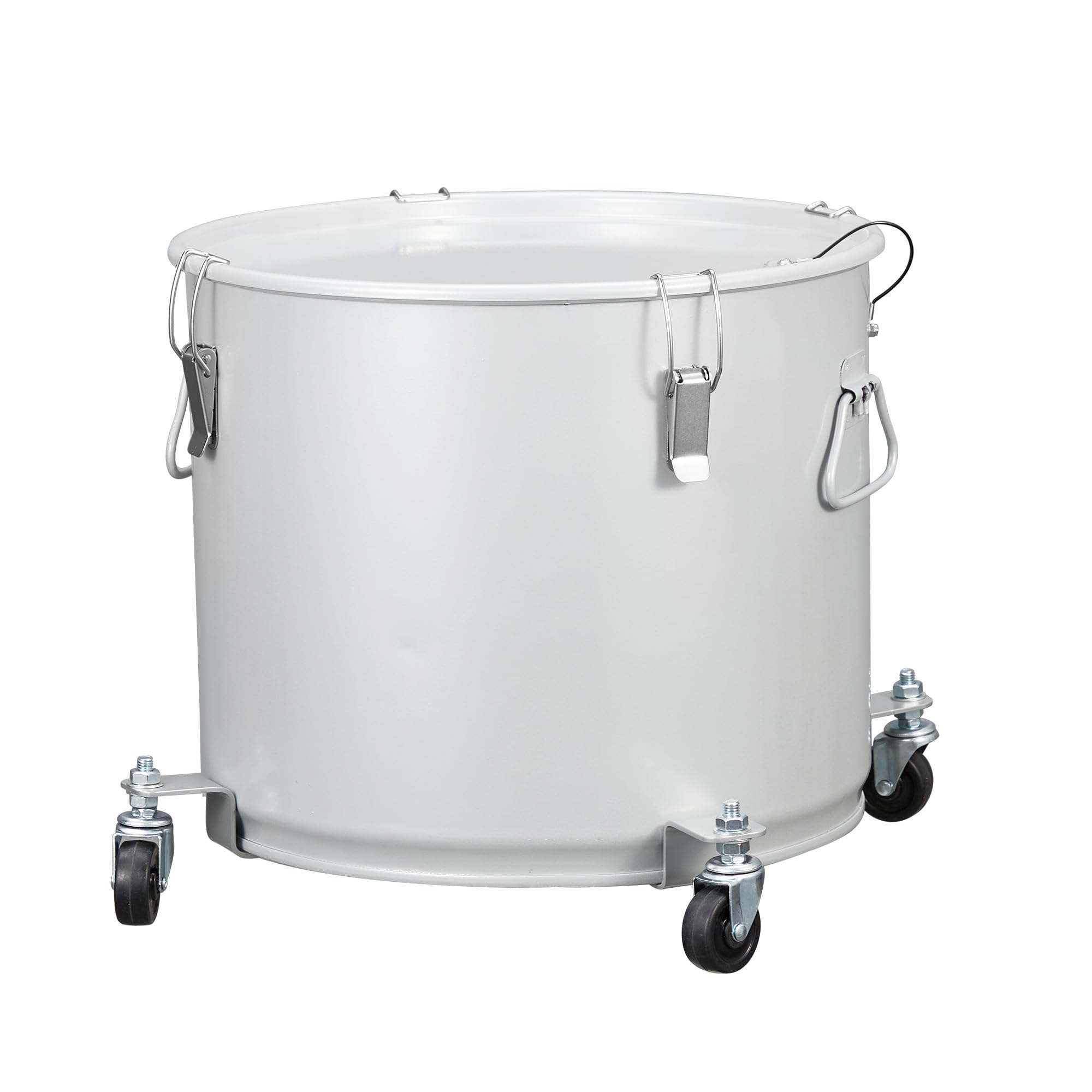 Garvee Contenedor de Aceite Usado para Freidora Industrial de 38 Litros, Bidón de Acero al Carbono con Revestimiento Anticorrosión, Cubo de Filtrado Móvil con Ruedas y Tapa de Seguridad, Plateado