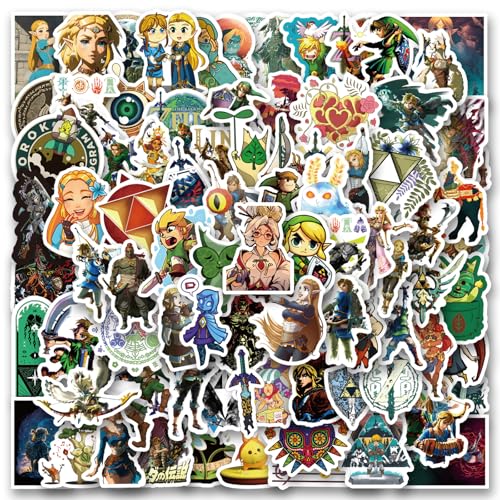 120Pcs Cartoon Cool Game The Legend of Zelda Stickers Pack | Vinyl Aesthetics Stickers for Scrapbook Journaling Laptop Bumper Skateboard Water Bottles Computer Phone Cartoon Hard hat Car Sticker