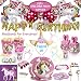 Imagine's Complete Unicorn Party Supplies - 220+ Piece Rainbow Girls Birthday Supplies Pack with Unicorn Balloons, Headbands, Party Favors for Kids, MORE - Magical Unicorn Sleepover Party Set for 15