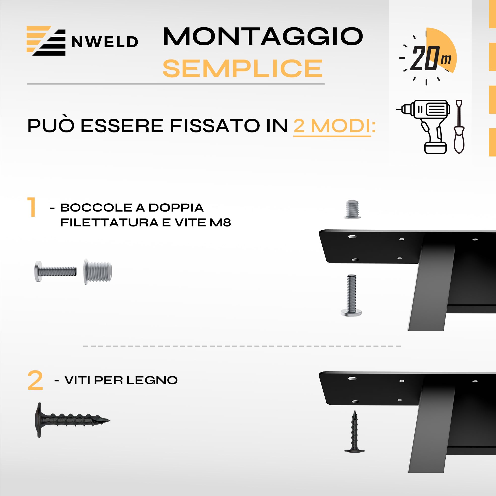 Gambe da Tavolo - Set da 2 Pezzi - Struttura in Metallo Nero 11x72 cm DIY - Gambe Loft Industriali per Tavolino, Tavolo da Pranzo, Scrivania, Tavolini da Caffè