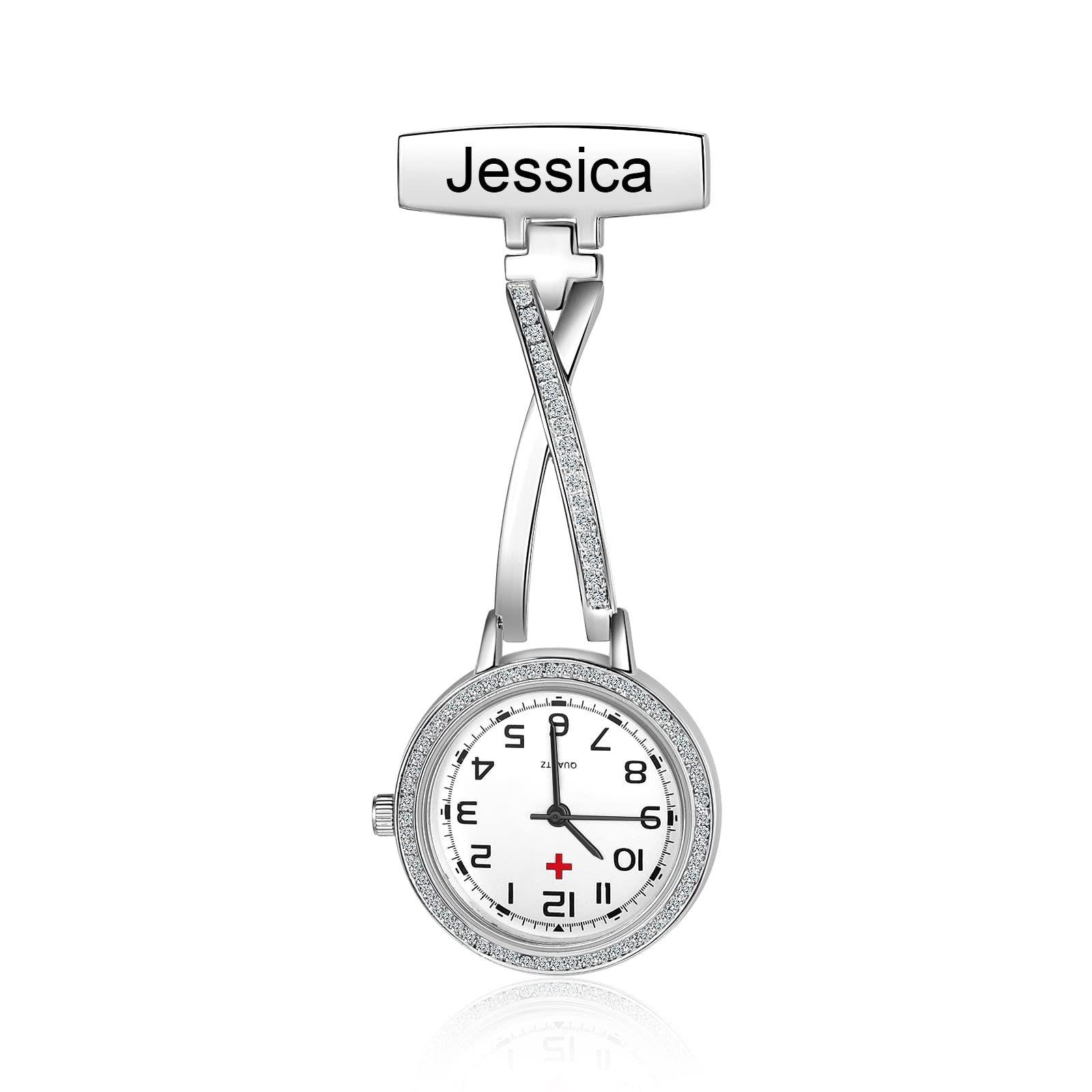 ALBERTBAND Montres de Poche Infirmière Personnalisées Montre de Poche avec épingle Nom Montre Infirmière Portable Montre à Quartz Numérique pour la Fête des Mères Noël
