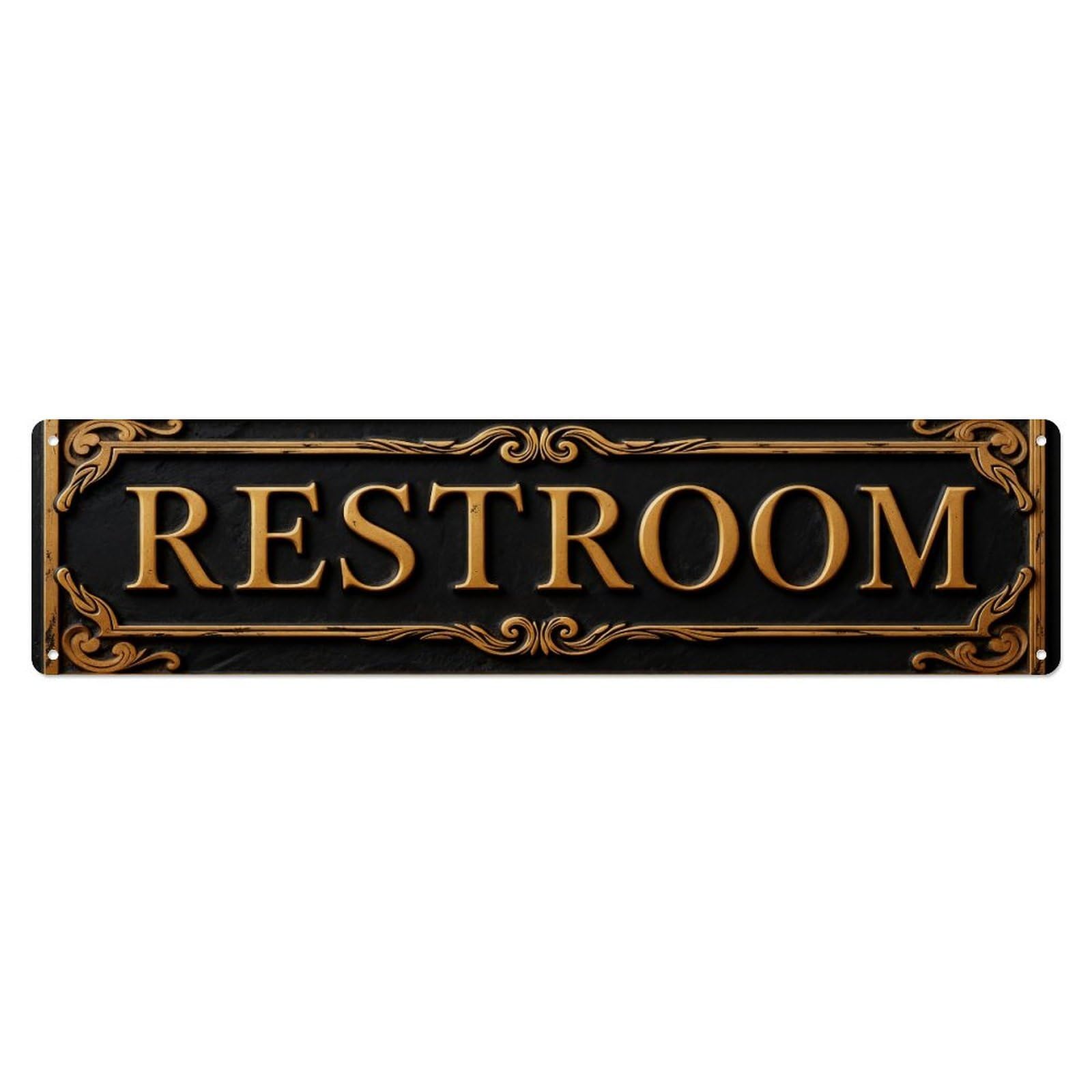 Gold Ornate Sign Text Tin Sign Vintage Metal Sign Home Bar Garden Indoor & Outdoor Wall Decor Retro Metal Poster 4x16 Inch