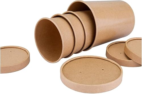 Miniatura 4 de Cuencos de sopa de papel kraft ecológicos  Vasos desechables de papel kraft con tapa  Contenedores marrones  Tazas de sopa ideales para