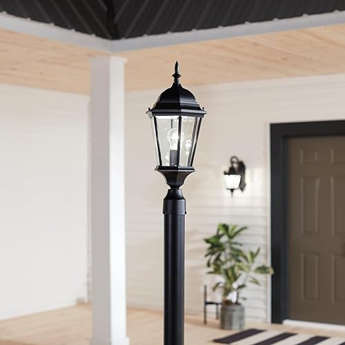 Miniatura 4 de Kichler Madison 9956BK - Luz exterior de 21.75 pulgadas de alto x 9.5 pulgadas de ancho, 1 luz exterior con vidrio biselado transparente, 21.75