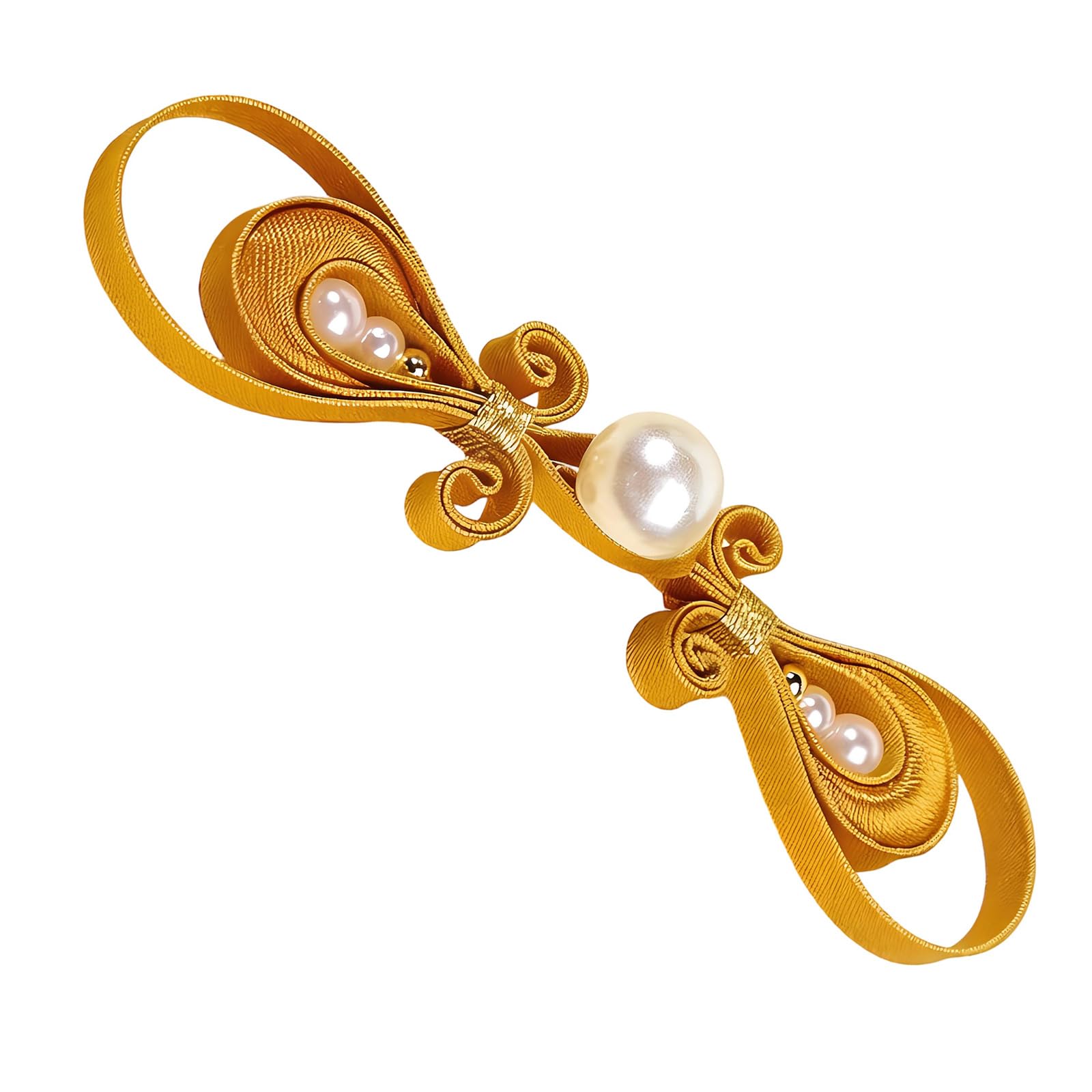 Buxuaaaa Gilt Chinese Satins Cloth Button Featuring Golden Pearls Accent For Garments Chinese Fashion Sewing Accessories