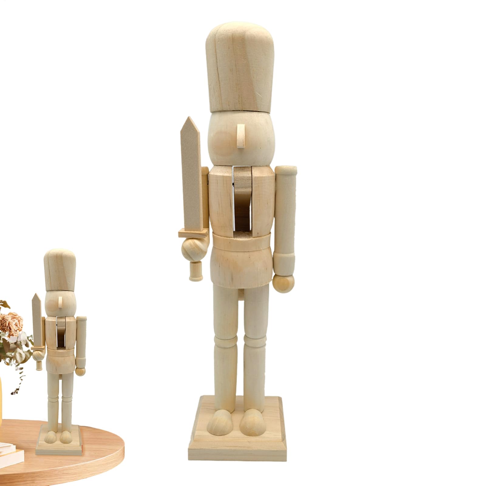 Casse-Noisette Brut 38 cm en bois noble à peindre pour décoration de Noël
