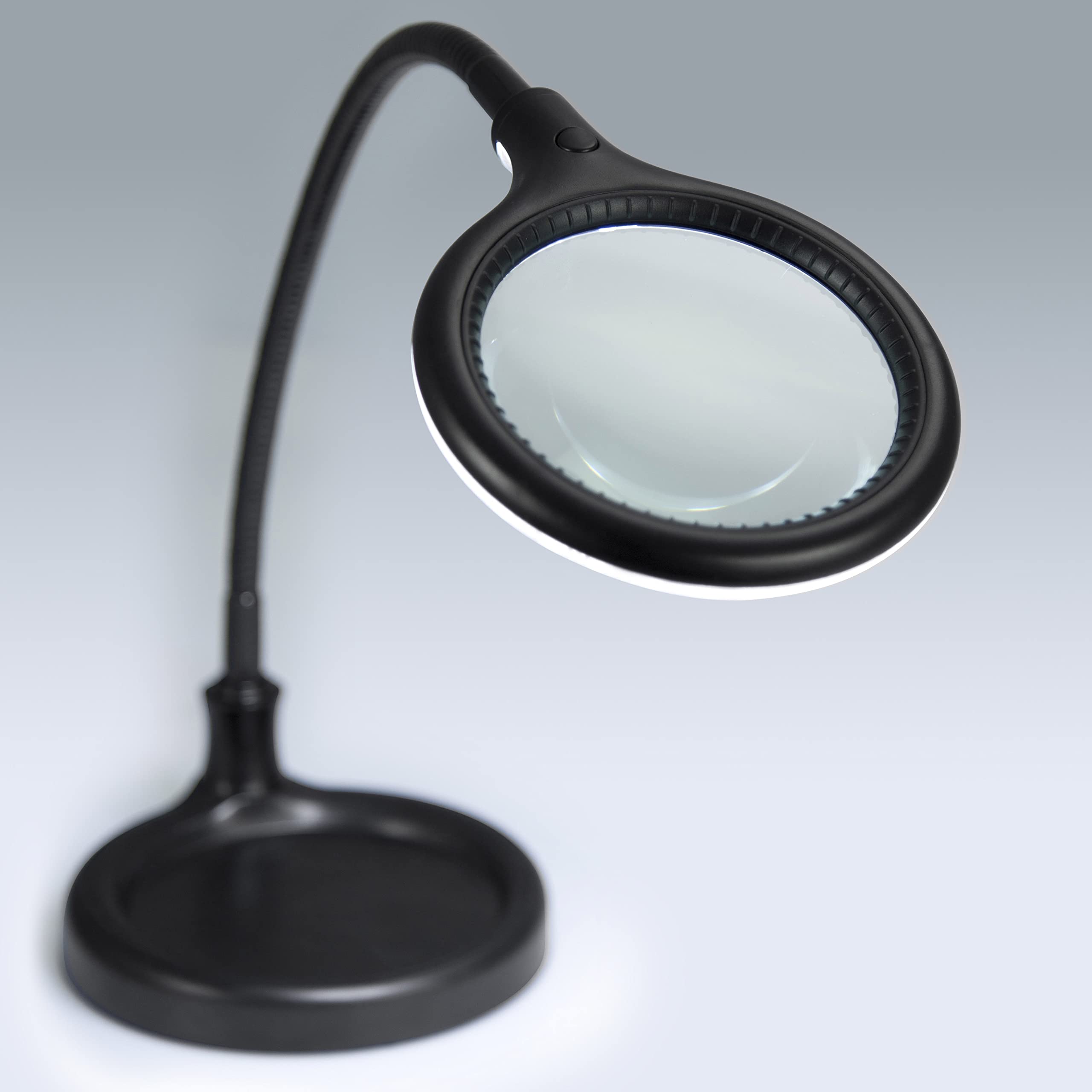 Fysic FL-25LED - Lupenlampe - Tischlupe mit Licht LED - Tischlampe mit Lupe - für Handwerkliche Arbeiten Lesen,Nähen,Hobbys,Arbeit,Sehschwäche - Schwarz