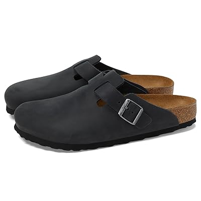 Birkenstock Boston Oiled Leather (Unisex) Clog Shoes Black Oiled Leather