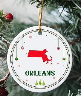 Orleans MA Ornament for Christmas Tree Decorations City Travel Souvenir Gifts for Family - Housewarming Gift Orleans Massachusetts Ornament 3 Inch Plastic