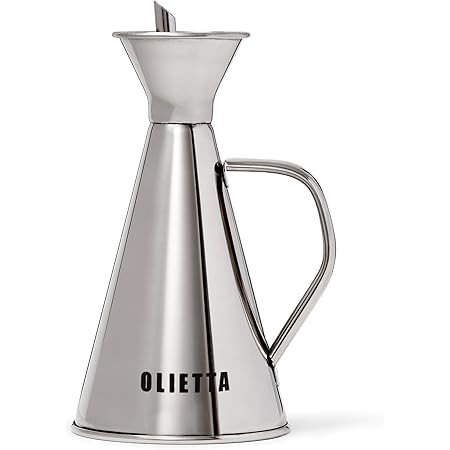 Oliera Acciaio E Vetro 4 Pezzi Cucina Porta Olio Aceto Sale Pepe Con Supporto Vivalto - Foto 2