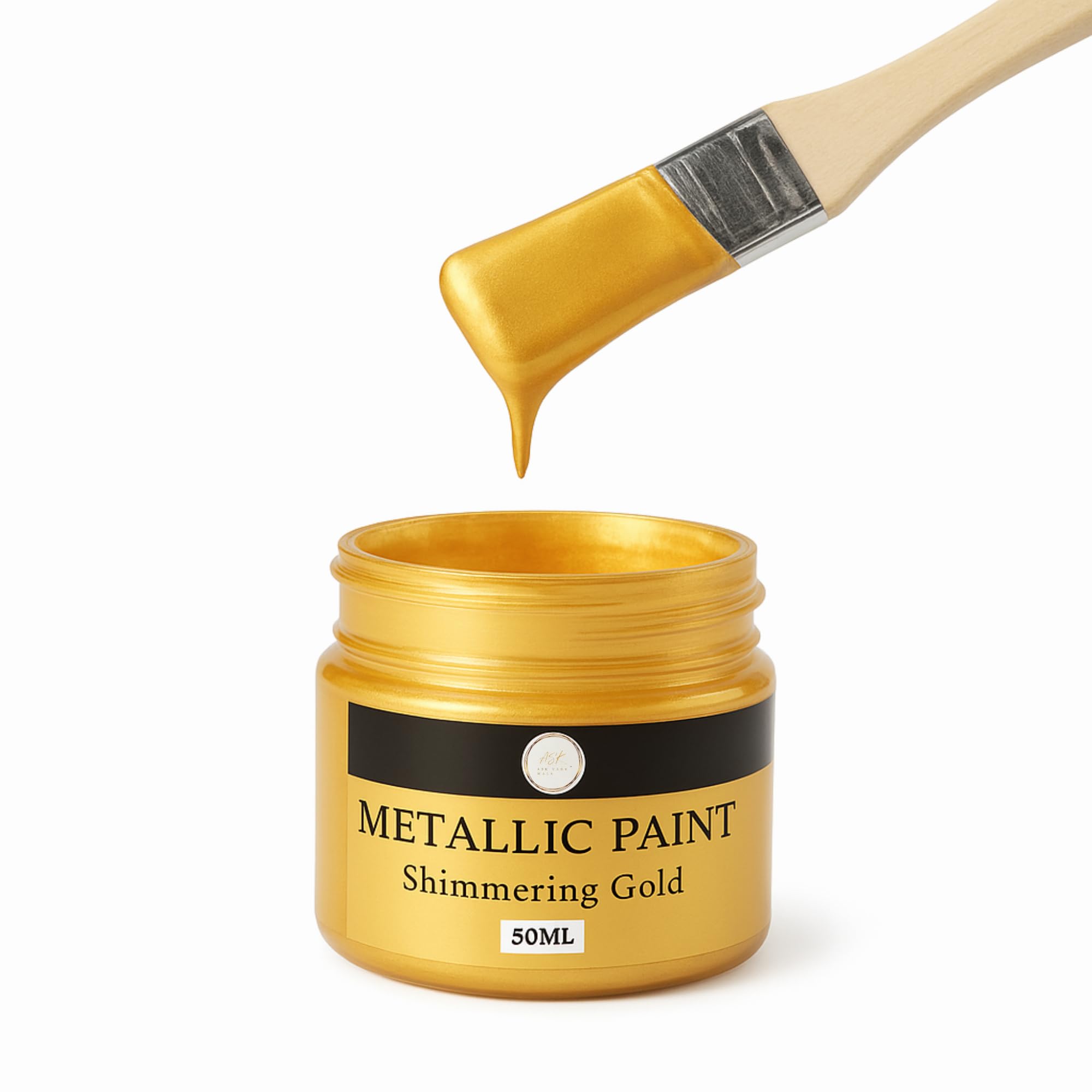 Acrylic Paint Metallic Gold 24K (50ml, 1.69 oz) Non Toxic Non Fading,Rich Pigments for Adults & Kids, Ideal for Canvas Wood Clay Fabric Ceramic Craft Supplies (Gold)-image-47