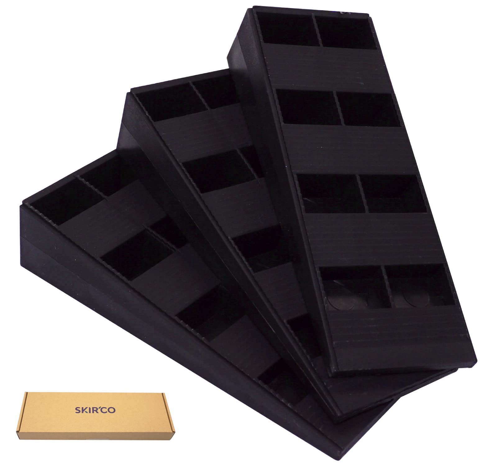 SKIR'CO (8 pcs) Black Plastic Ribbed Wedges 120 x 44 x 25 mm for Leveling Spacing Wedges, Interlocking Wedges - Image 2