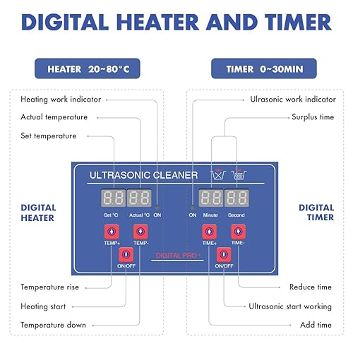 Miniatura 7 de Limpiador ultrasónico de piezas de 200 W calentado 2L (capacidad líquida de 1.5L) para carburadores pequeños, inyectores, pistolas, balas de latón