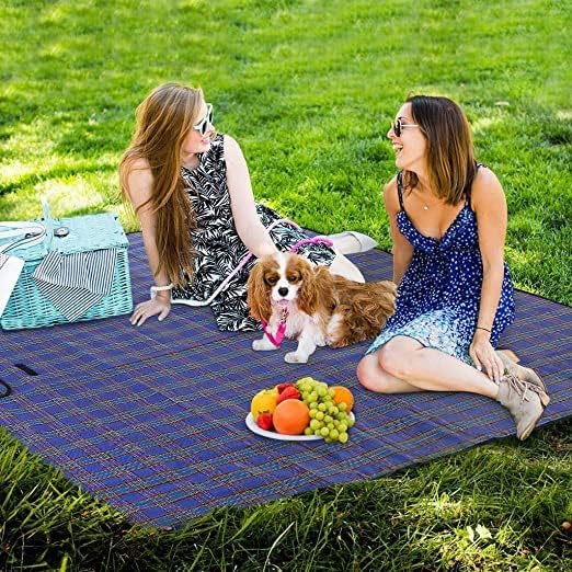 Foldable Picnic Mat Waterproof Outdoor Beach Camping Mat, Portable Travel Mat for Picnic, Hiking, Trekking & Garden Use, Blue, 150 x 180 cm-image-28