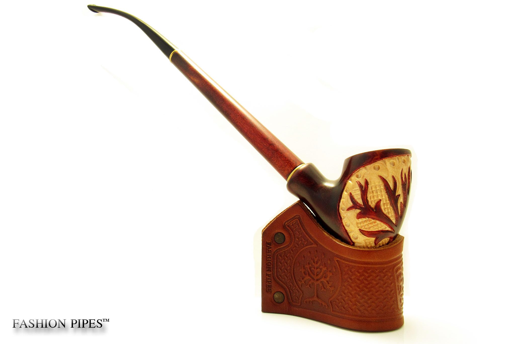Pipa de fumar tabaco Churchwarden larga Fashion Nordic "Tree" of Life, pipa de madera de 33 cm diseñada para fumadores de pipa