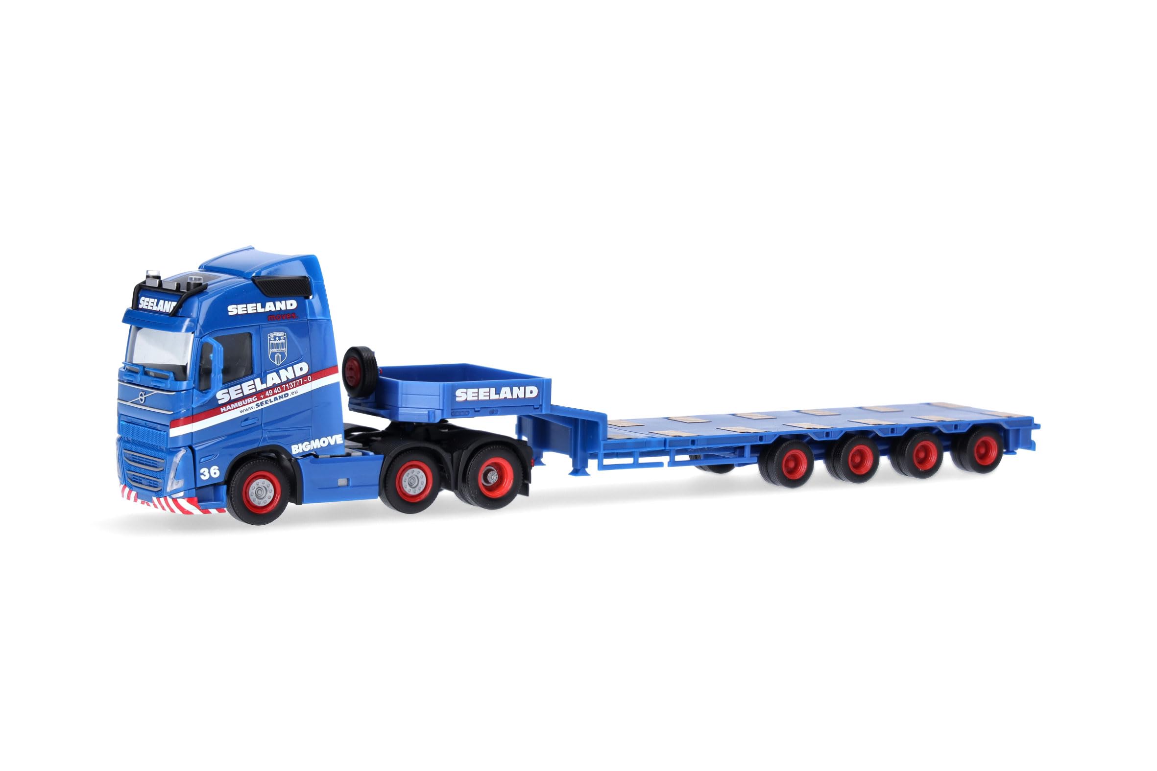 Herpa LKW Modell Volvo FH GL 2020 6x2 Semitieflade-Sattelzug Seeland, Miniatur im Maßstab 1:87, Sammlerstück, Made in Germany, Kunststoff
