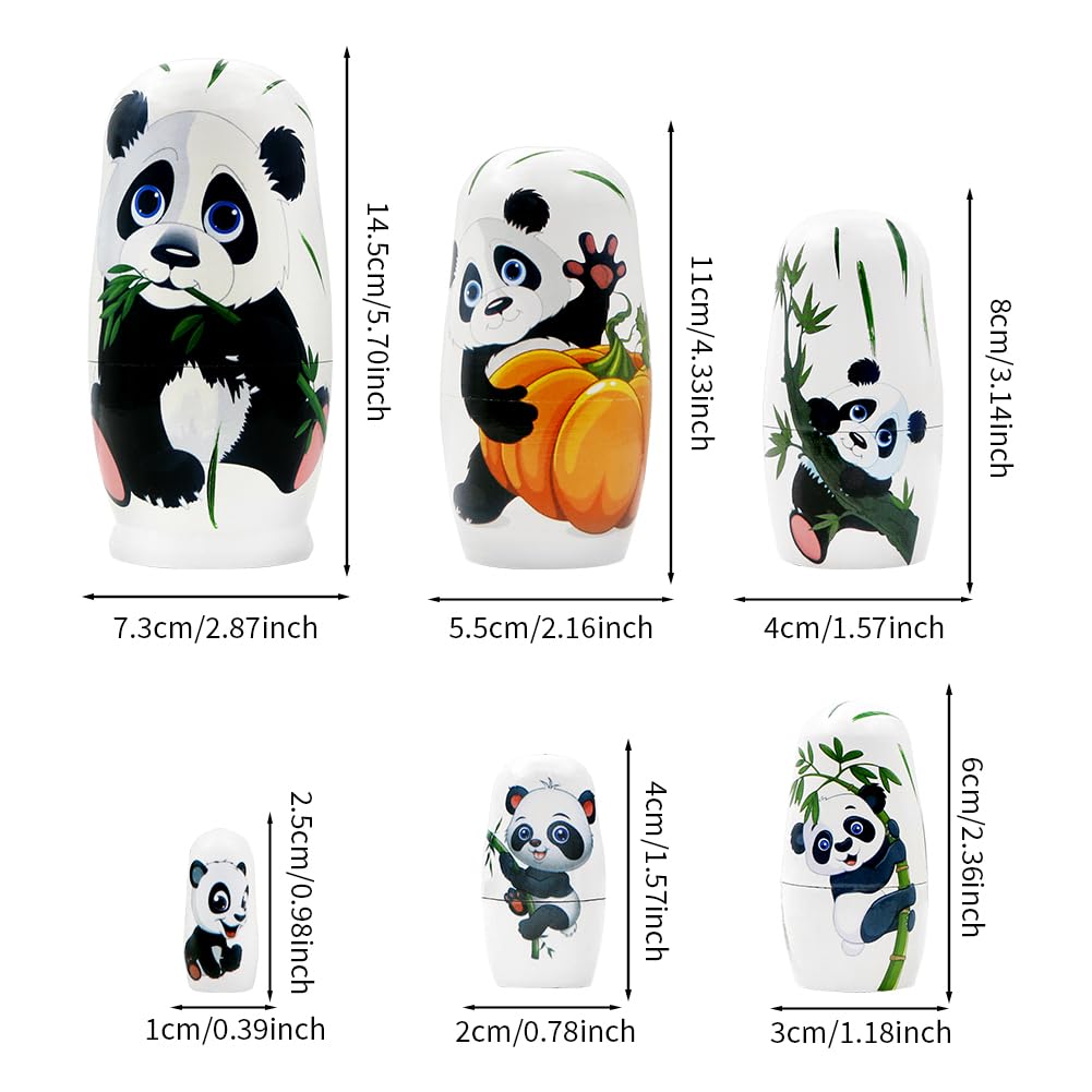 Set di 10 pezzi carino a forma di uovo di panda giocattolo impilabile in legno fatto a mano bambole matrioska bambole babushka bambole panda roba uovo di Pasqua per bambini Panda orso