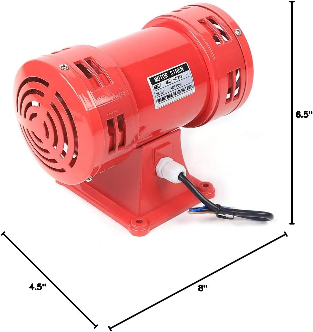 DYRABREST MS-490 Industrial Motor Driven Siren with dimensions labeled
