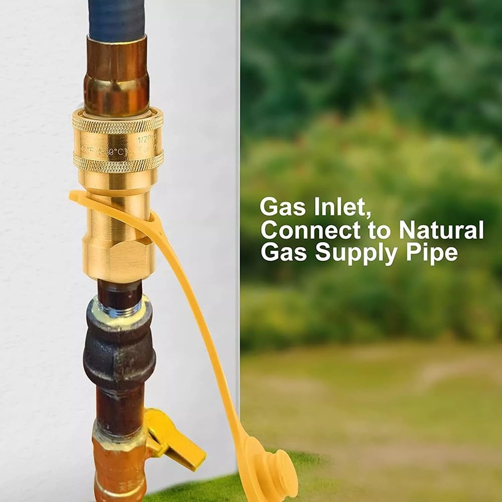 Raccordi QDD a connessione rapida per gas naturale LP da 1/2", inserto maschio in ottone con spegnimento automatico per riscaldatore grill camper, confezione da 3