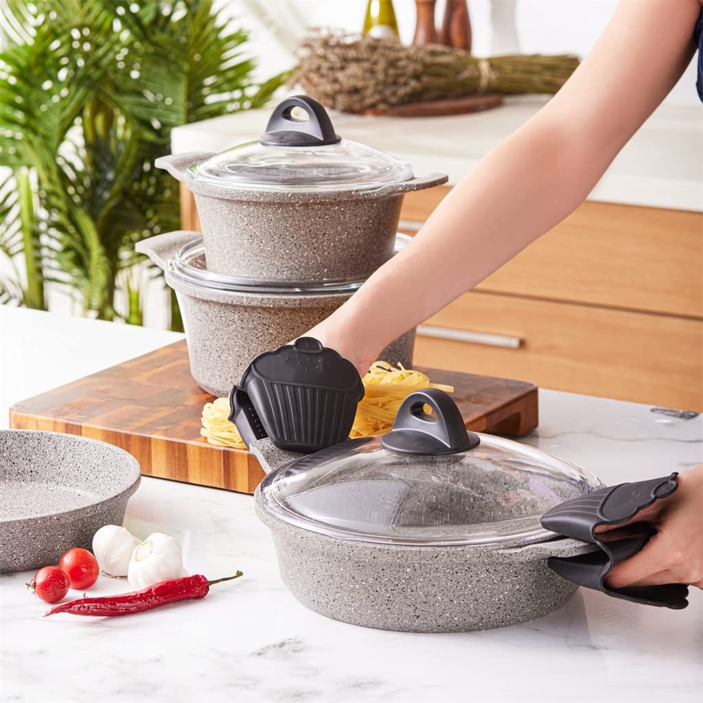 Cocina de utensilios de cocina Conjunto de 7 piezas Piezas de cocina antigüedades de granito Sopa de gas sartén de sartén sartén de sartén (color: A, tamaño: ver Descripción) (Ver Descripción) (A Ver