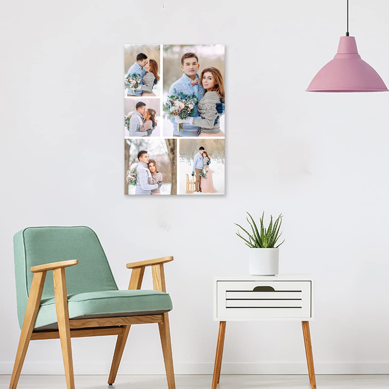 LZIMU Collage Leinwanddrucke mit Ihren Fotos personalisierte Mehrfachbilder für die Wand individuelle Collage Fotogeschenke mit Rahmen (Bild-1,40x60cm)