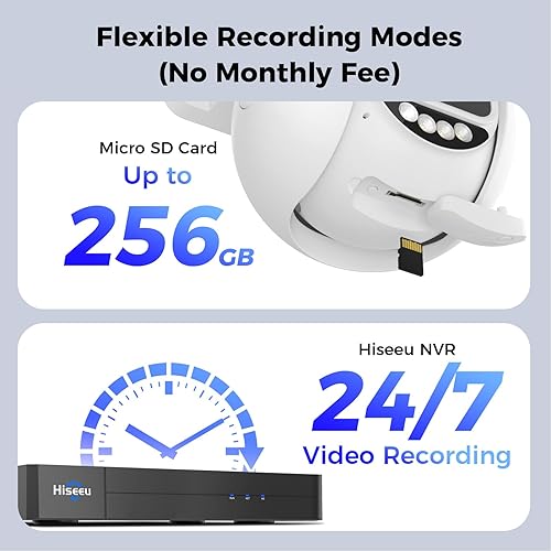 Miniatura 7 de Hiseeu Cámara PTZ PoE de 5MP, cámara de seguridad para exteriores e interiores, seguimiento humano automático, audio de 2 vías, alarma de foco,
