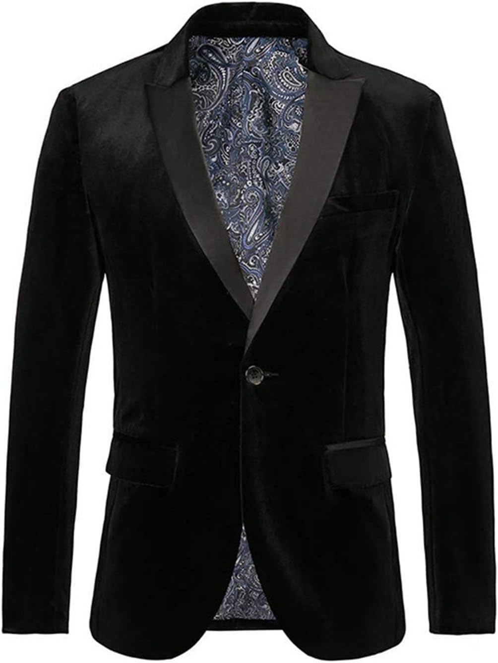 Velvet Jacket Men's One Button Regular Fit Velvet Suit Jacket Performance Party Blazer Regular Fit Formal Suit Jacket Blazer Wedding Tuxedo Jacket