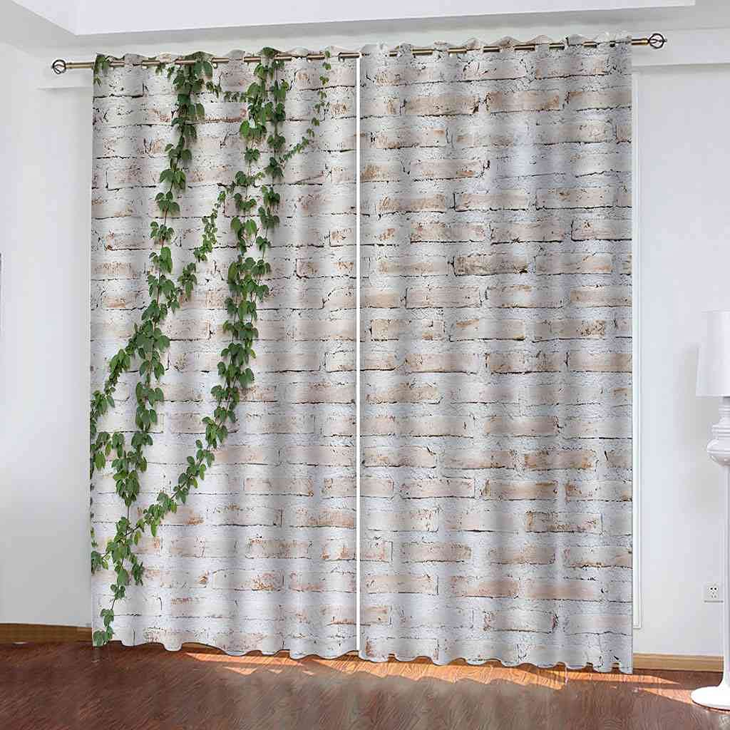Rideau occultant thermique et phonique polyester | Rideaux déco brique rouge 200x160 cm