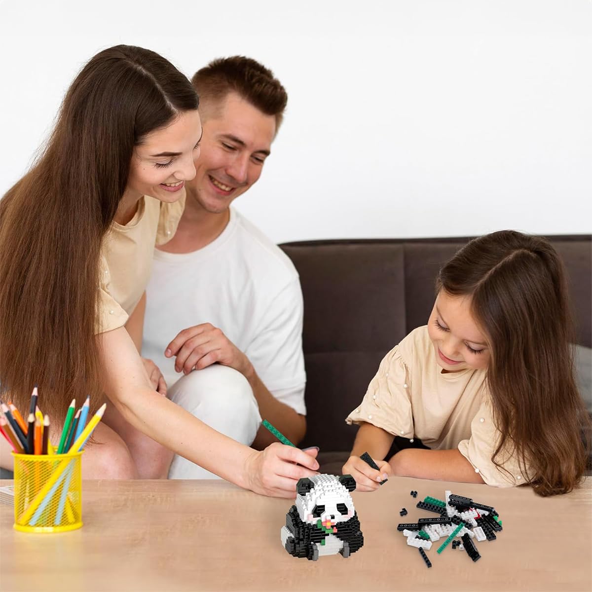 3x Panda Bauspielzeug Aus Mini-Bausteinen – 1298 Teile Pro Set, Kreatives Bauset Für Kinder Ab 4 Jahren