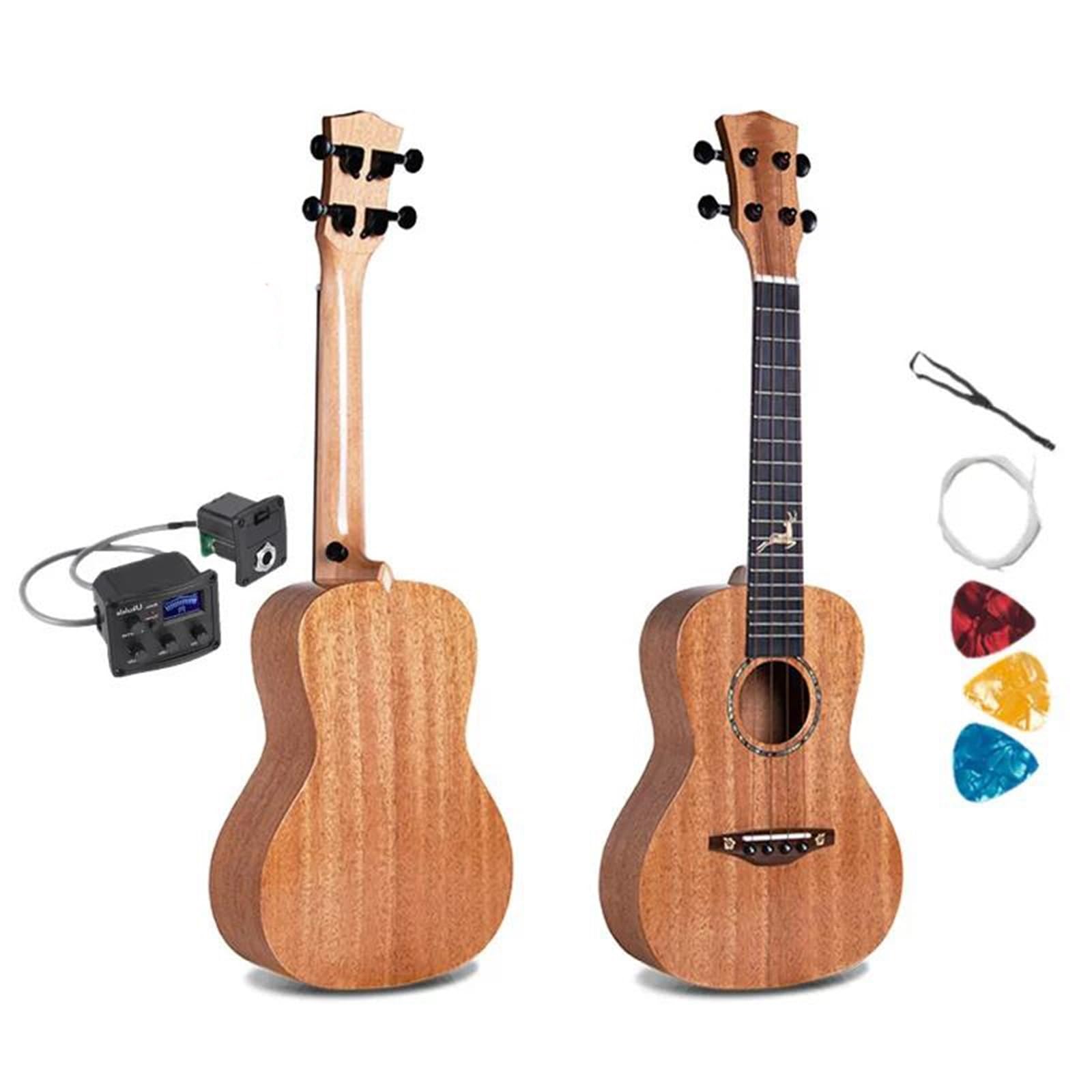 Profesjonalne ukulele Ukulele 24 26 Cali W Całości Z Litego Mahoniu Mini Elektryczny Sopran Koncert Tenorowa Gitara Akustyczna 4 Struny Ukulele Pickup(B,26inch)