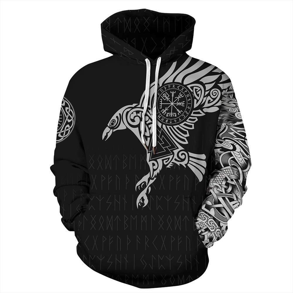 Keepmore Women's #5 Viking Hoodies Men/ Fashion 3D Digital Print Long Sleeve Hooded Sweatshirt