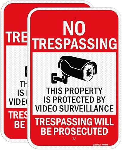 (2 Pack) No Trespassing Sign Private Property Sign,Engineer Grade Reflective Aluminum 8 x 12