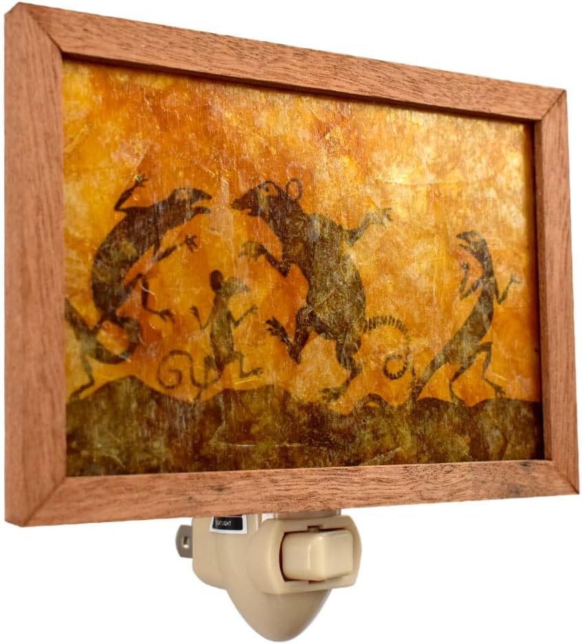 Rats and Geckos Sunset Dance - American Mica Art Plug-in Night-Light, 5.5 x 3.75