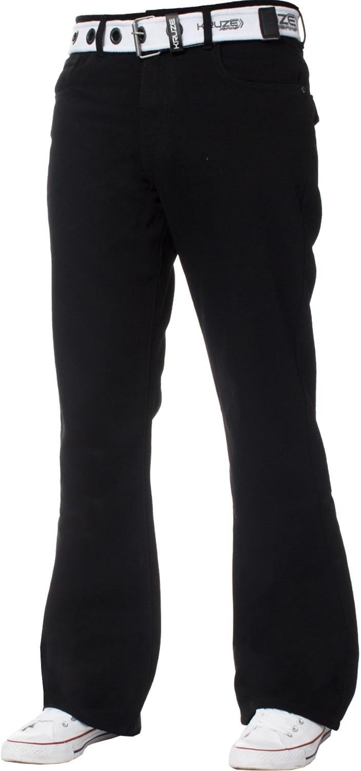 Kruze Mens Bootcut Jeans Flared Wide Leg Denim Pants Big Tall All Waist Sizes