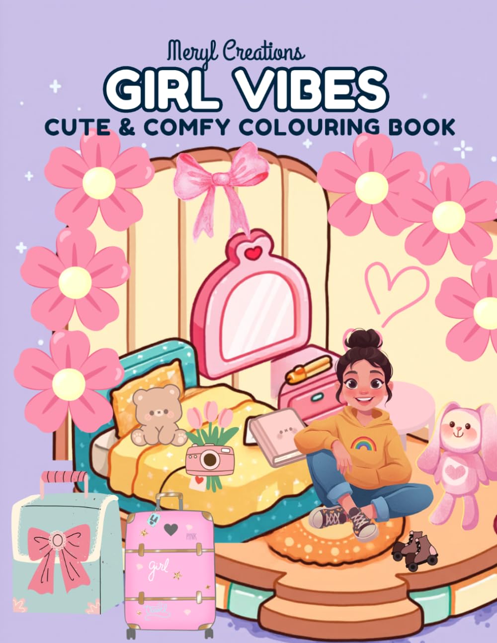 Girl Vibes: A Bold and Easy Coloring Book for Teens and Adults with Aesthetic Designs, Positive Quotes, and Cozy Doodles for Stress Relief.