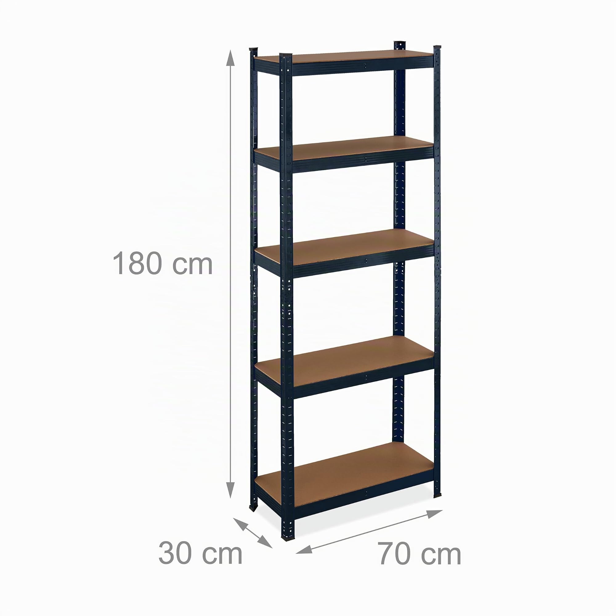 Relaxdays Scaffale Carichi Pesanti in Acciaio, HLP 180x70x30 cm, 5 Ripiani ad Alta Portata 500kg, Garage e Cantina, Nero