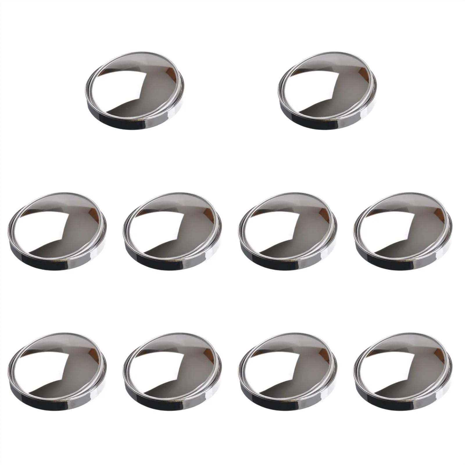 Vetro Specchio Specchietto Retrovisore Asivo Convesso Per Punto Cieco Con Grandangolo Regolabile - Accessori Per Specchietti Per Auto Da 75 Mm (argento) 10 Pezzi
