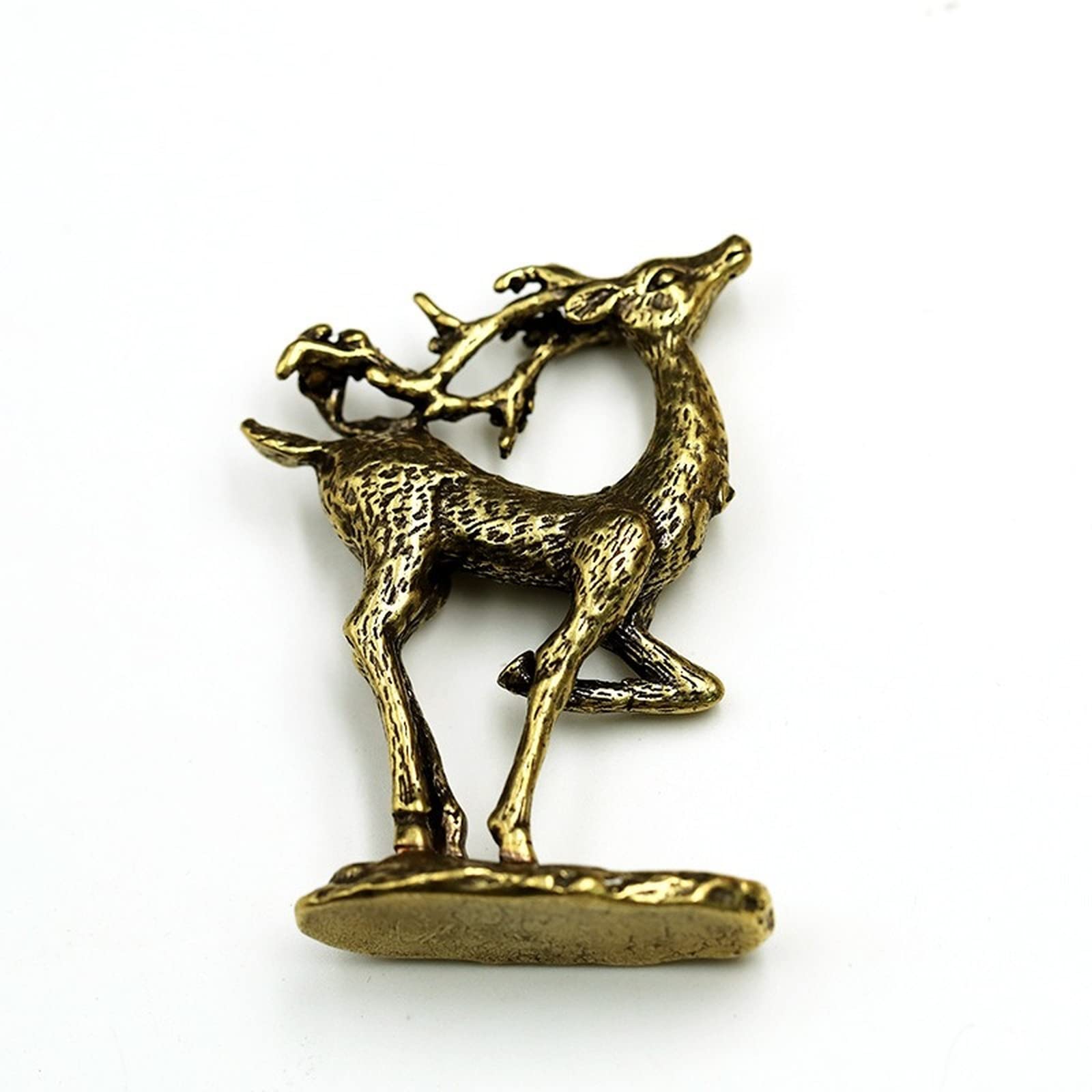 NGDFGR Na Solid Brass Elk Miniature Figurines,Deer Statue Crafts Collection Desktop Small Ornament Home Sand Table Decor Accessories