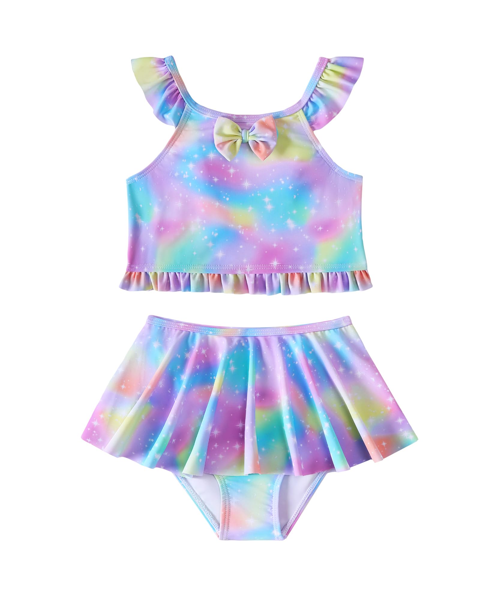 Saeaby Toddler Little Girls Swimsuit Summer Halter Ruched Tankini 2 Piece Bathing Suit for Girl Beach Swimwear 3-8Y