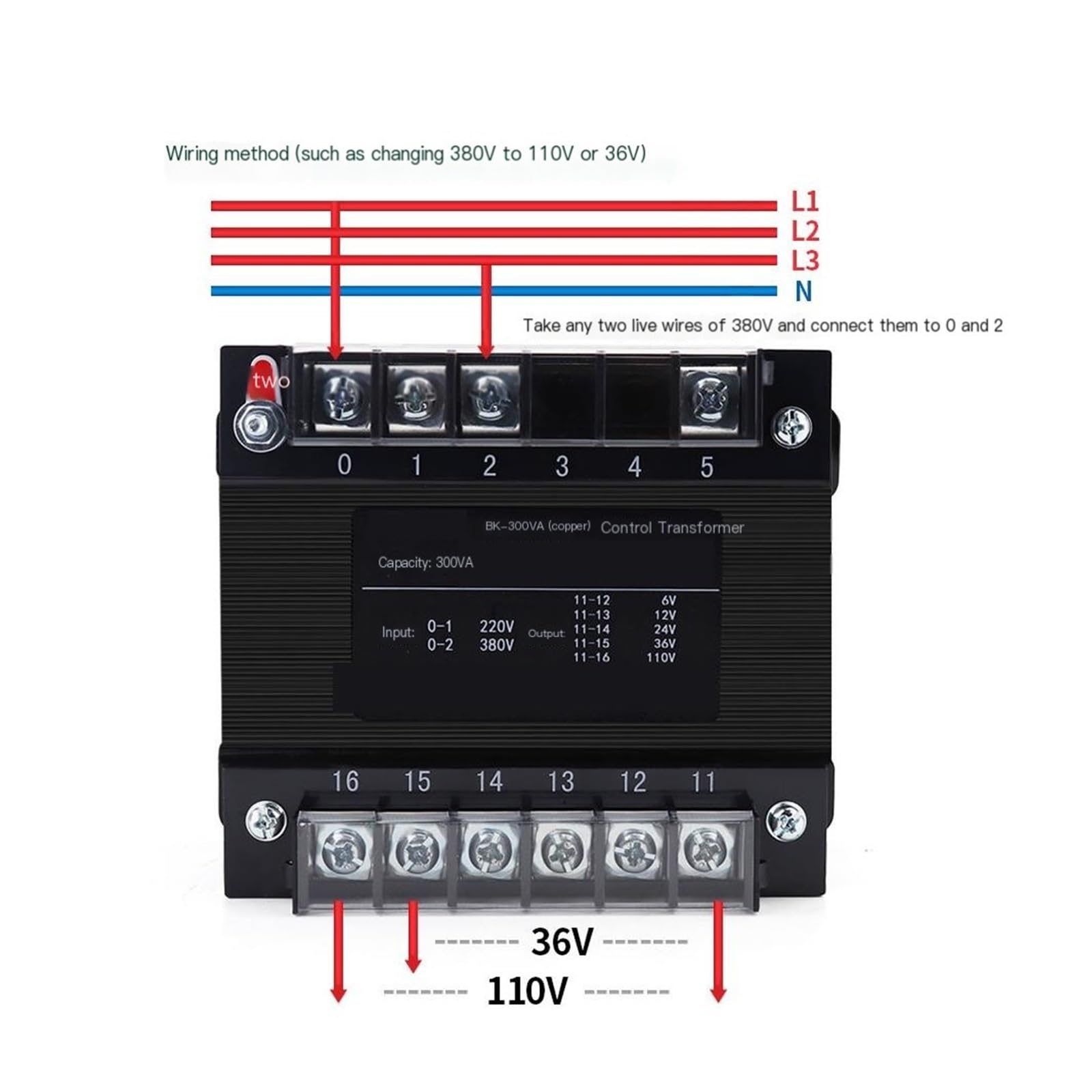 Trasformatore di controllo BK-300VA, ingresso 380 V 220 V a uscita 220 V Trasformatore di isolamento monofase 300 VA