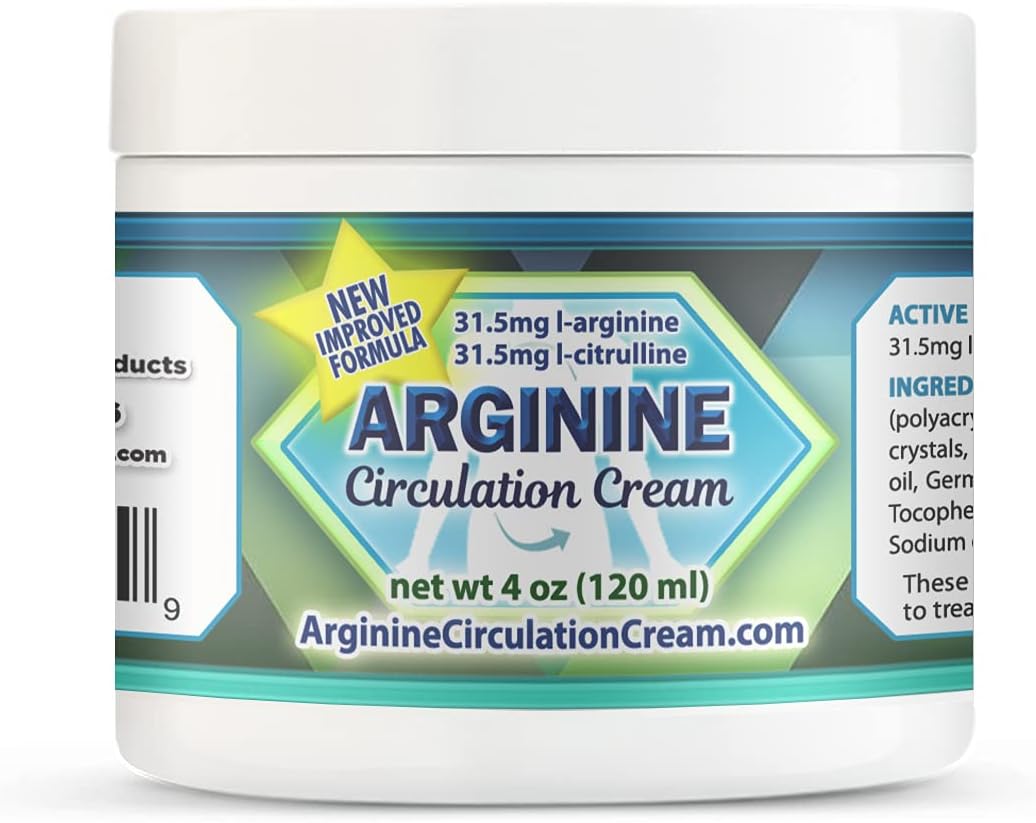 Arginine Circulation Cream 4 ounces - Menthol, L Arginine & L Citrulline Lotion - Supports Healthy Blood Flow