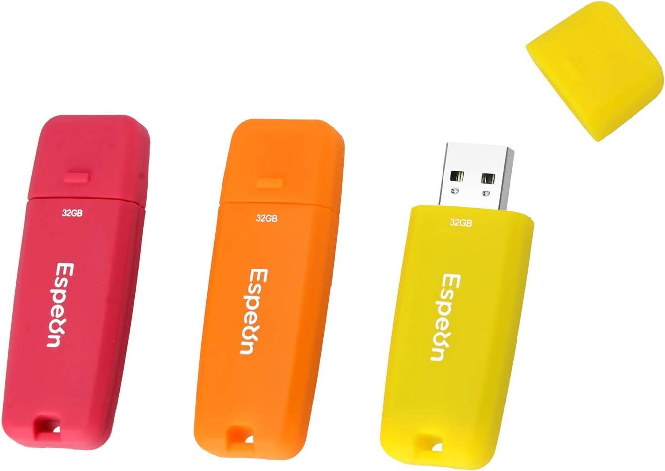 Espeon 3-Pack 32GB USB 2.0 Flash Drive, Vibrant Colors - Orange, Yellow, Red - ESP32G3PKV