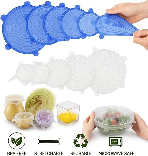 Miniatura 9 de 12 tapas elásticas de silicona reutilizables, ecológicas, duraderas, para almacenamiento de alimentos, 6 tamaños diferentes para satisfacer la